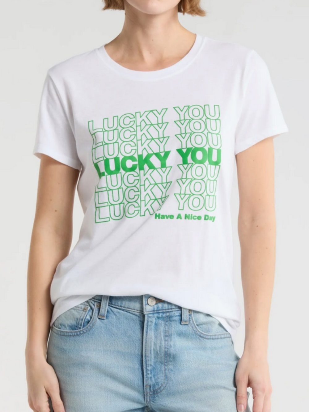 Lucky You! Lucky brand M women's Lucky You Have a Nice Day" T-Shirt in Green NWT